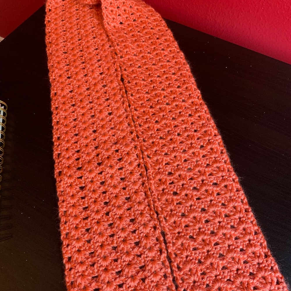 Coral crochet scarf